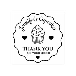 Cute Thank You For Your Order Cupcake Shop Round Rubber Stamp