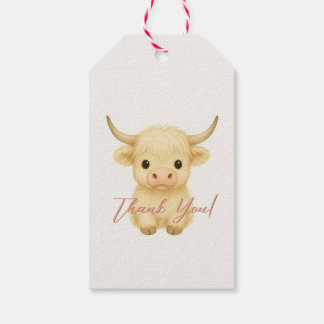 Cute Thank You Gift Tag with Highland Cow
