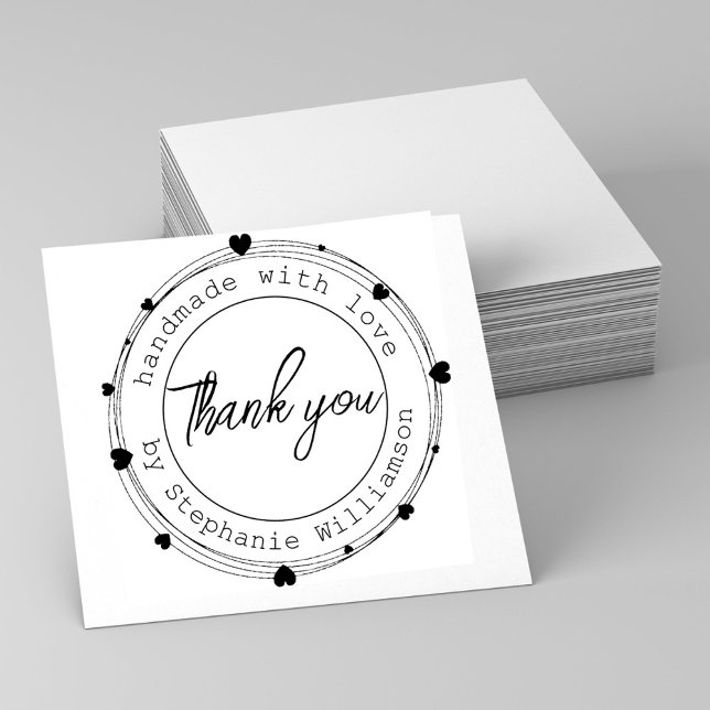 Cute Thank You/ Handmade with Love/ Heart Wreath Self-inking Stamp (Creator Uploaded)