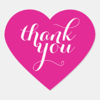 CUTE THANK YOU HEART SEAL modern plain bright pink