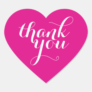 CUTE THANK YOU HEART SEAL modern plain bright pink