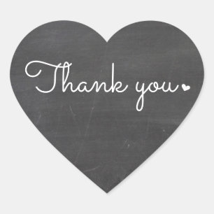 CUTE THANK YOU HEART SEAL modern script chalkboard
