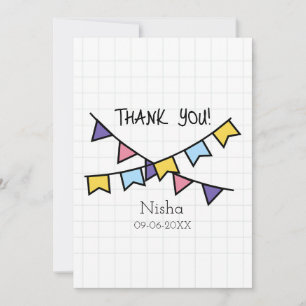 Cute Thank you kids line background with bunting  Card
