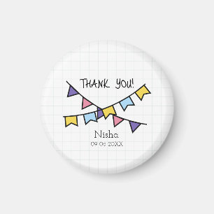 Cute Thank you kids line background with bunting Magnet