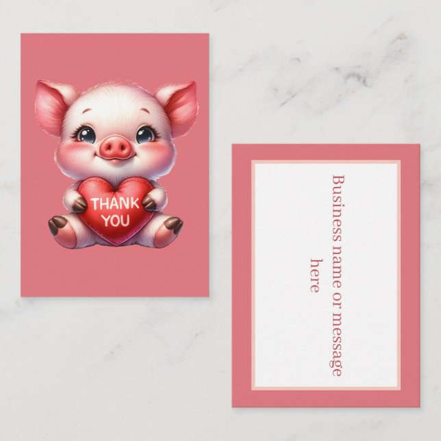 Cute thank you pig add message  card (Front/Back)