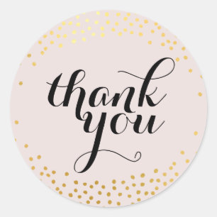 CUTE THANK YOU SEAL gold confetti blush pink