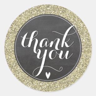 CUTE THANK YOU SEAL modern simple glitter gold