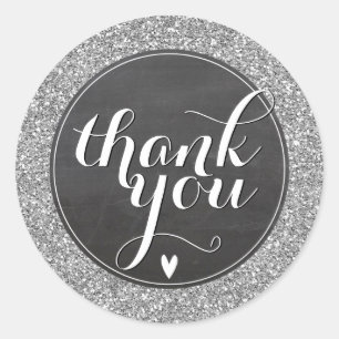 CUTE THANK YOU SEAL modern simple glitter silver