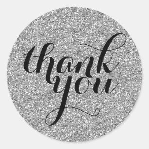 CUTE THANK YOU SEAL modern simple glitter silver