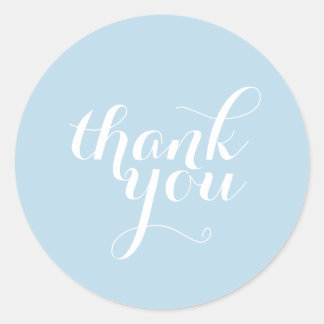 CUTE THANK YOU SEAL modern simple plain baby blue
