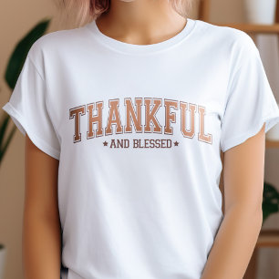 Cute Thankful and Blessed College Letter Inspired Tri-Blend Shirt