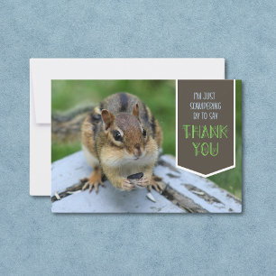 Cute Thankful Chipmunk Flat Thank You Card