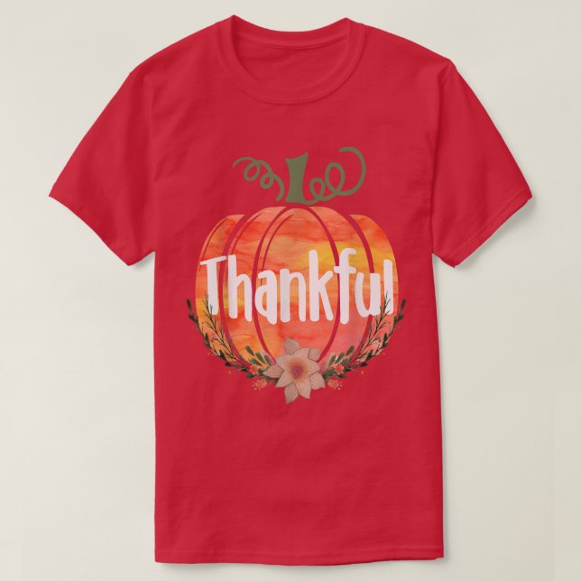 Cute thankful Fall autumn pumpkin thanksgiving  T-Shirt (Design Front)