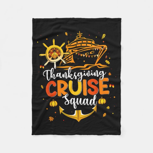 Cute Thanksgiving Cruise Squad Matching Family Vac Fleece Blanket (Front)