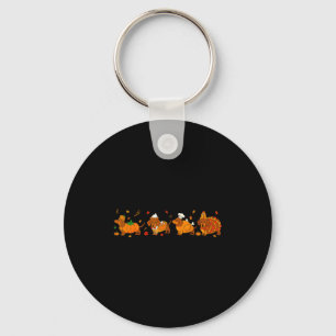 Cute Thanksgiving Dachshund Dogs Fall Gobble Prepp Key Ring