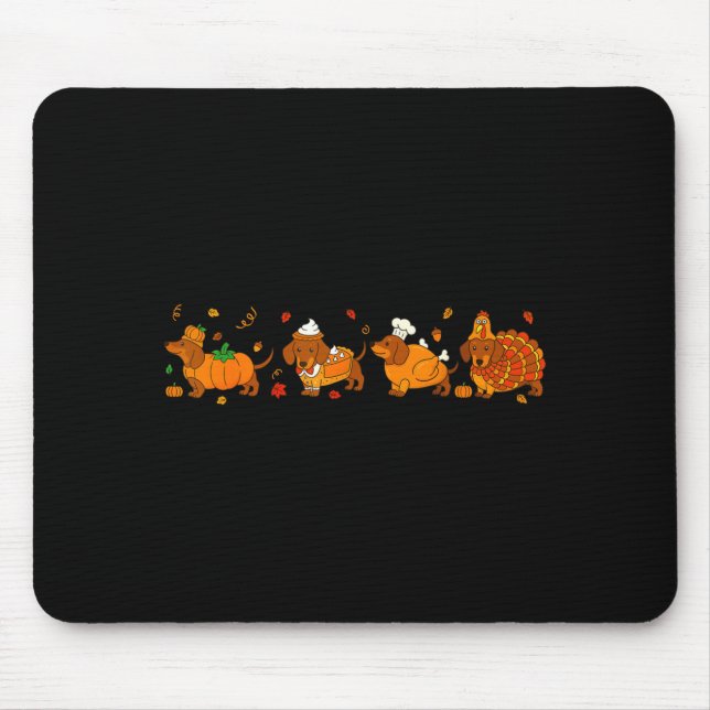 Cute Thanksgiving Dachshund Dogs Fall Gobble Prepp Mouse Pad (Front)
