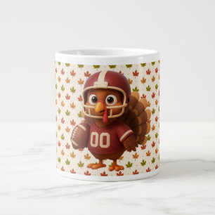 Cute Thanksgiving day football turkey Large Coffee Mug