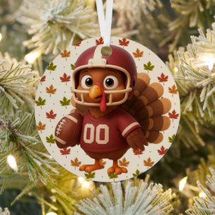Cute Thanksgiving day football turkey Metal Tree Decoration