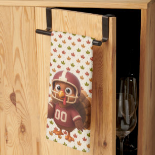 Cute Thanksgiving day football turkey Tea Towel
