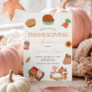 Cute Thanksgiving Dinner Food Feast Invite