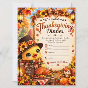 Cute Thanksgiving Dinner Invitation Card