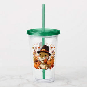 Cute Thanksgiving Dinosaur Acrylic Tumbler