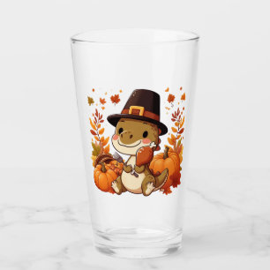 Cute Thanksgiving Dinosaur Glass