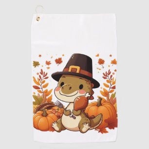 Cute Thanksgiving Dinosaur Golf Towel