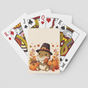 Cute Thanksgiving Dinosaur Playing Cards