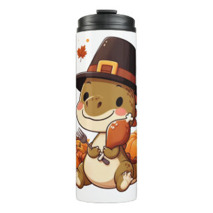 Cute Thanksgiving Dinosaur Thermal Tumbler