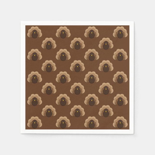 Cute Thanksgiving Fall Holiday Turkey Pattern Napkin (Front)