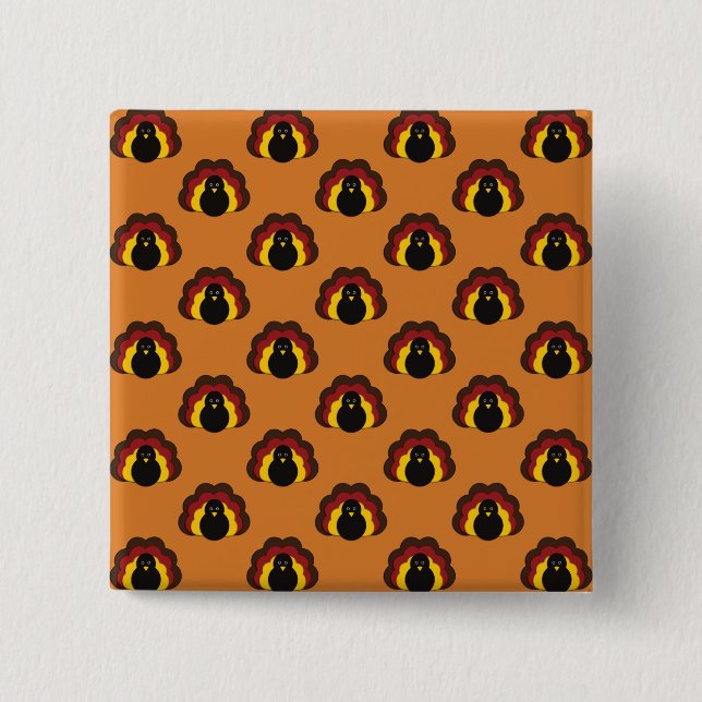 Cute Thanksgiving Fall Turkey Pattern 15 Cm Square Badge (Front)