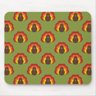 Cute Thanksgiving Fall Turkey Pattern Mouse Pad