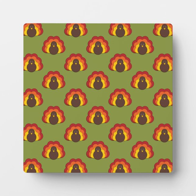 Cute Thanksgiving Fall Turkey Pattern Plaque (Front)