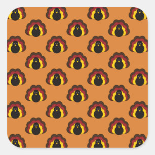 Cute Thanksgiving Fall Turkey Pattern Square Sticker
