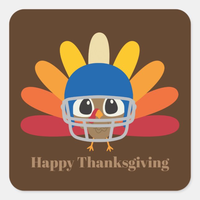 Cute Thanksgiving football turkey Square Sticker (Front)