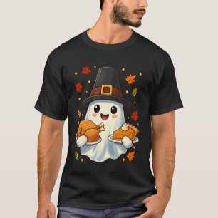 Cute Thanksgiving Ghost Pilgrim Turkey Pumpkin Pie T-Shirt