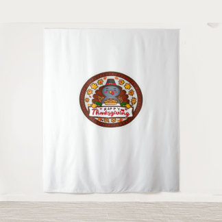 Cute Thanksgiving Gnome with Turkey Illustration C Tapestry