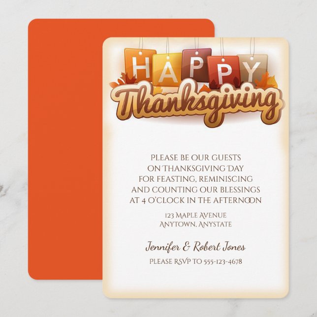 Cute Thanksgiving Invitation (Front/Back)