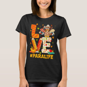 Cute Thanksgiving Love Para Teacher Turkey Autumn  T-Shirt