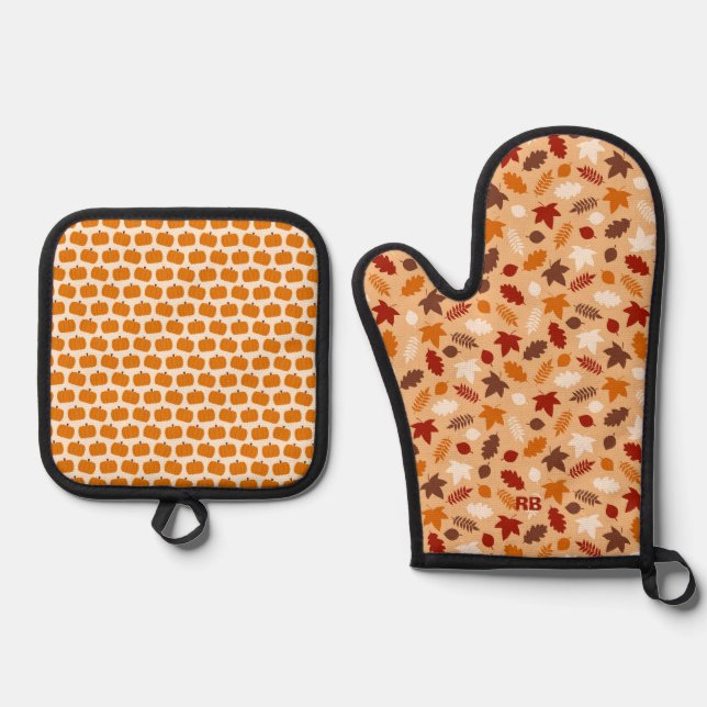 Cute Thanksgiving Oven Mitt & Pot Holder Se Set (Front)