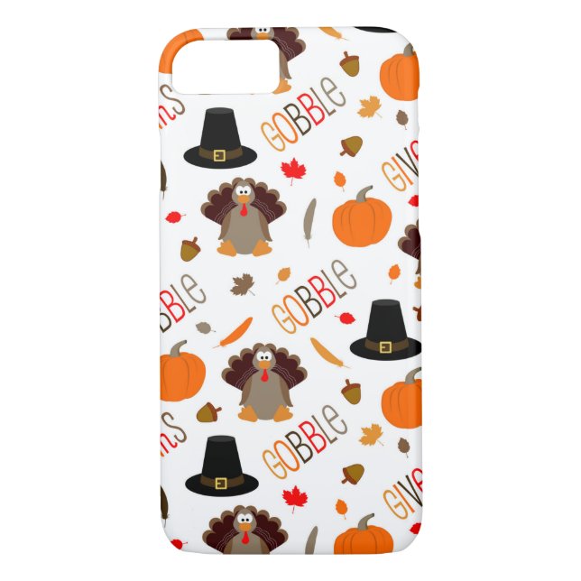 Cute Thanksgiving Pattern Gobble Give Thanks Case-Mate iPhone Case (Back)