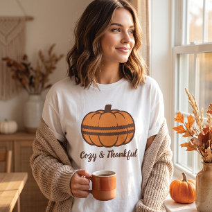 Cute Thanksgiving Pumpkin Cookie Cosy & Thankful T-Shirt