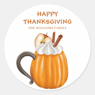 Cute Thanksgiving Pumpkin Name  Classic Round Sticker