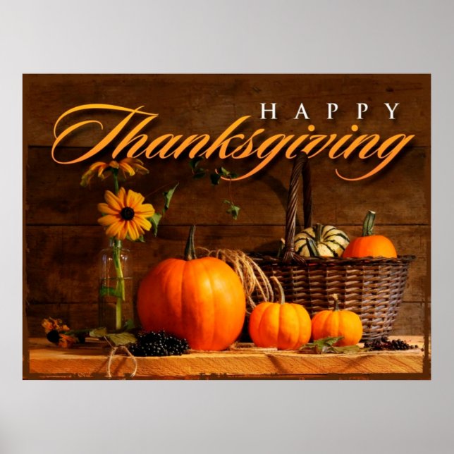 Cute Thanksgiving Pumpkin Poster (Front)