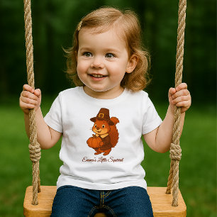 cute Thanksgiving Squirrel Pumpkin illustration Baby T-Shirt