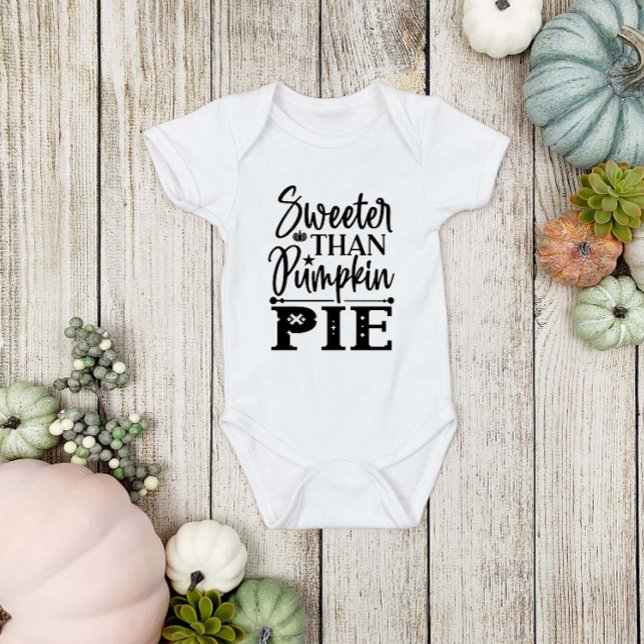 Cute Thanksgiving Sweeter Than Pumpkin Pie Baby Bodysuit (Creator Uploaded)