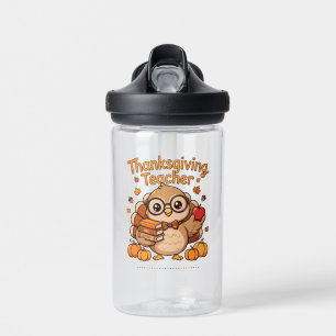 Cute Thanksgiving Teacher Owl Sweatshirt Water Bottle