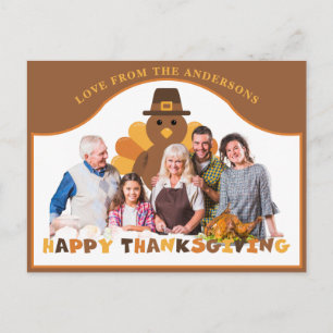 Cute Thanksgiving turkey backdrop group photo Postcard