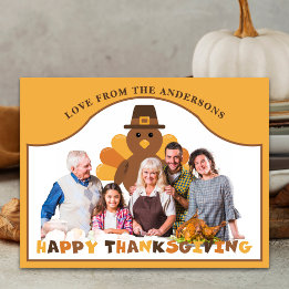 Cute Thanksgiving turkey backdrop group photo Postcard
